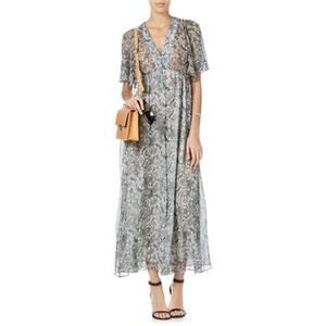 Zimmermann Phython Snake Sheer Silk Wide Leg Jumpsuit Womens 0